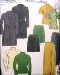 6785 LONG WRAP JACKET,TOP,SKIRT LENGTHS KNIT PATTERN 8-18